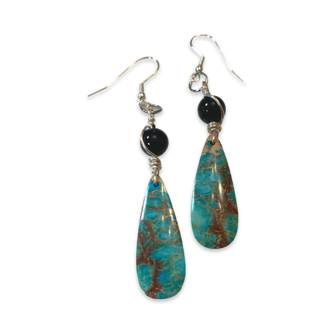 W- 'In the Seas' Sea Sediment Jasper Silver Earrings