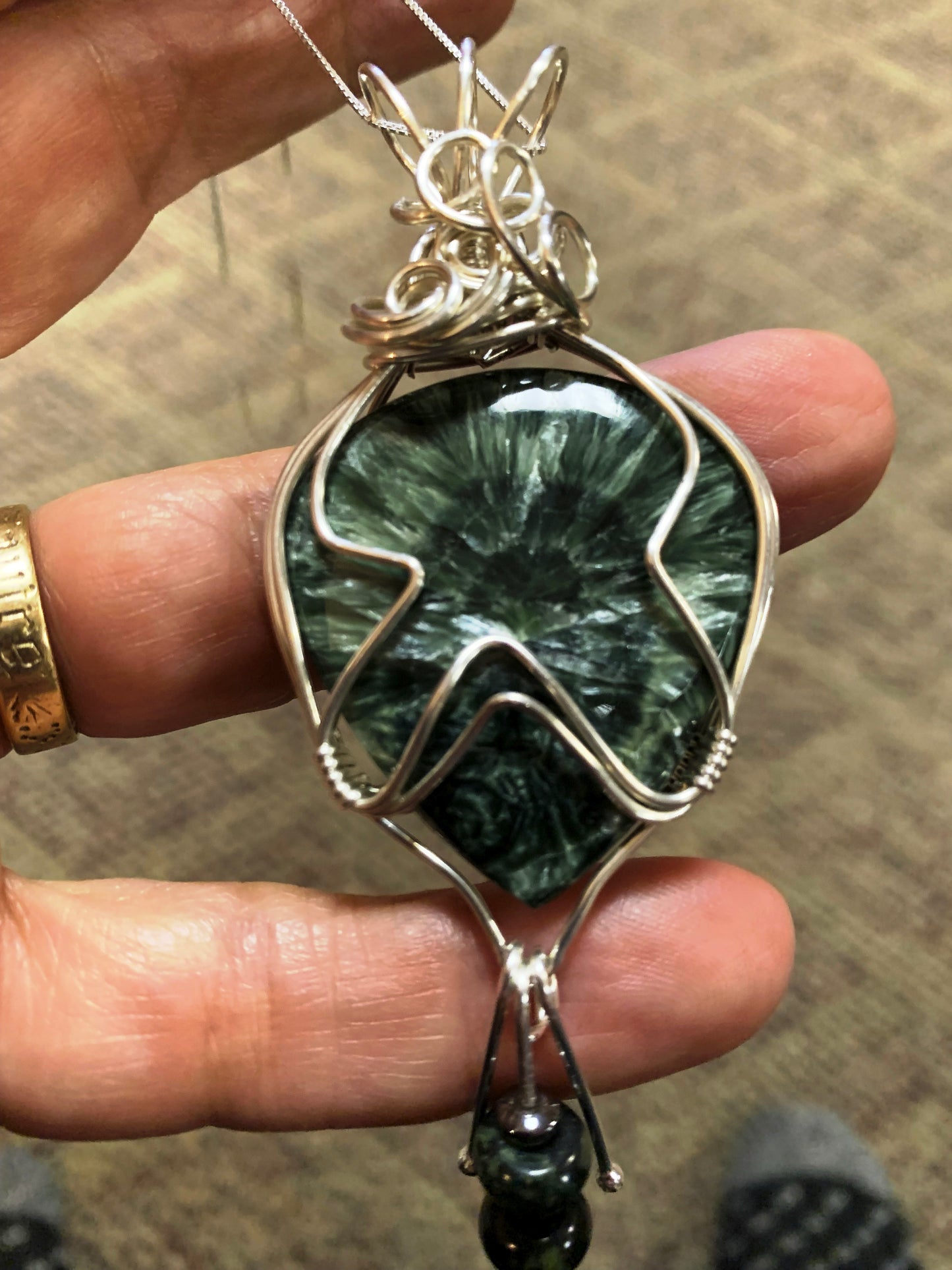 'Angel Wings' Seraphinite Silver Pendant