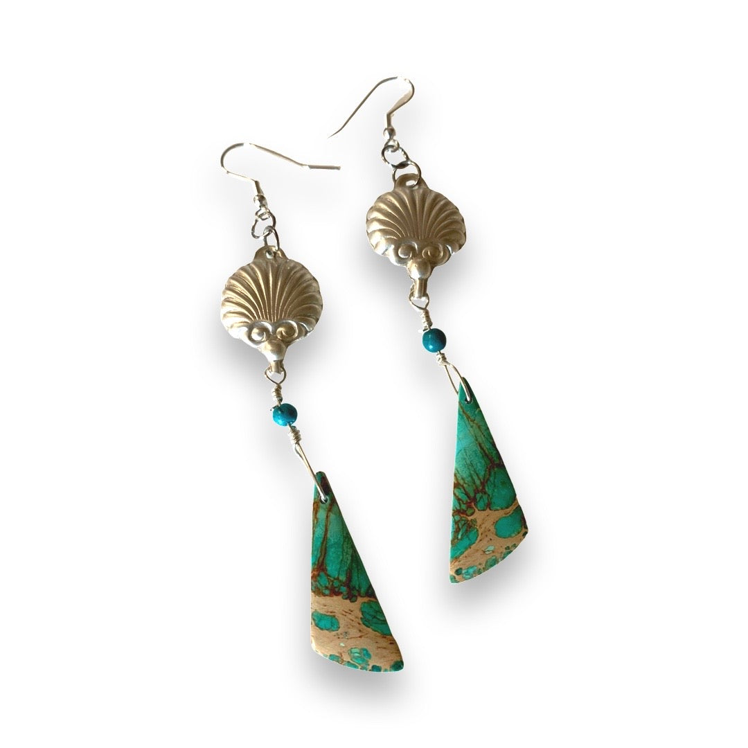 W-  'To the Sea' Sea Sediment Jasper and Silver Earrings