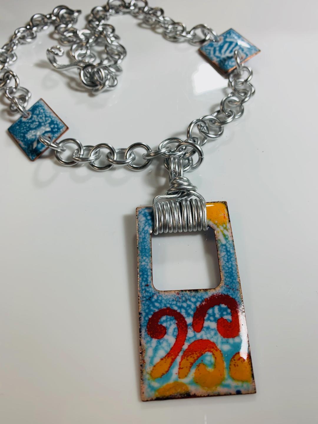 'Sky Shine' Enamel Pendant in Vibrant Colors