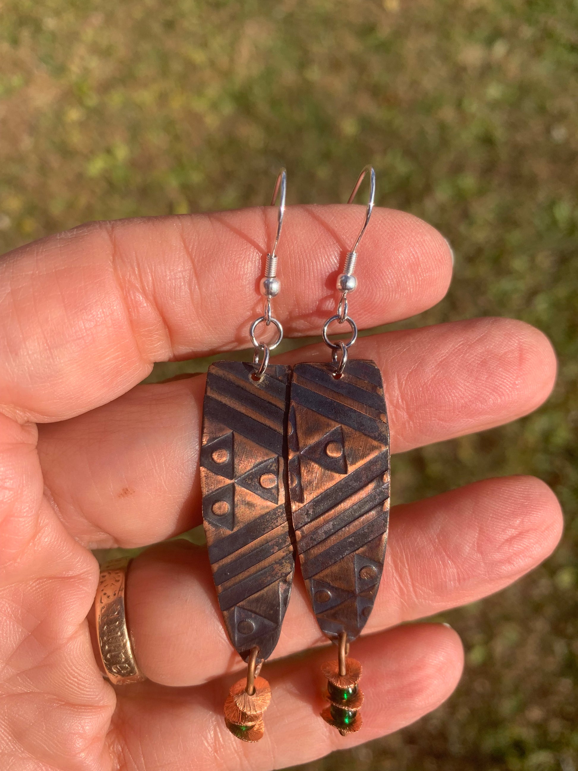 Southwestern Design Copper Drop Earrings