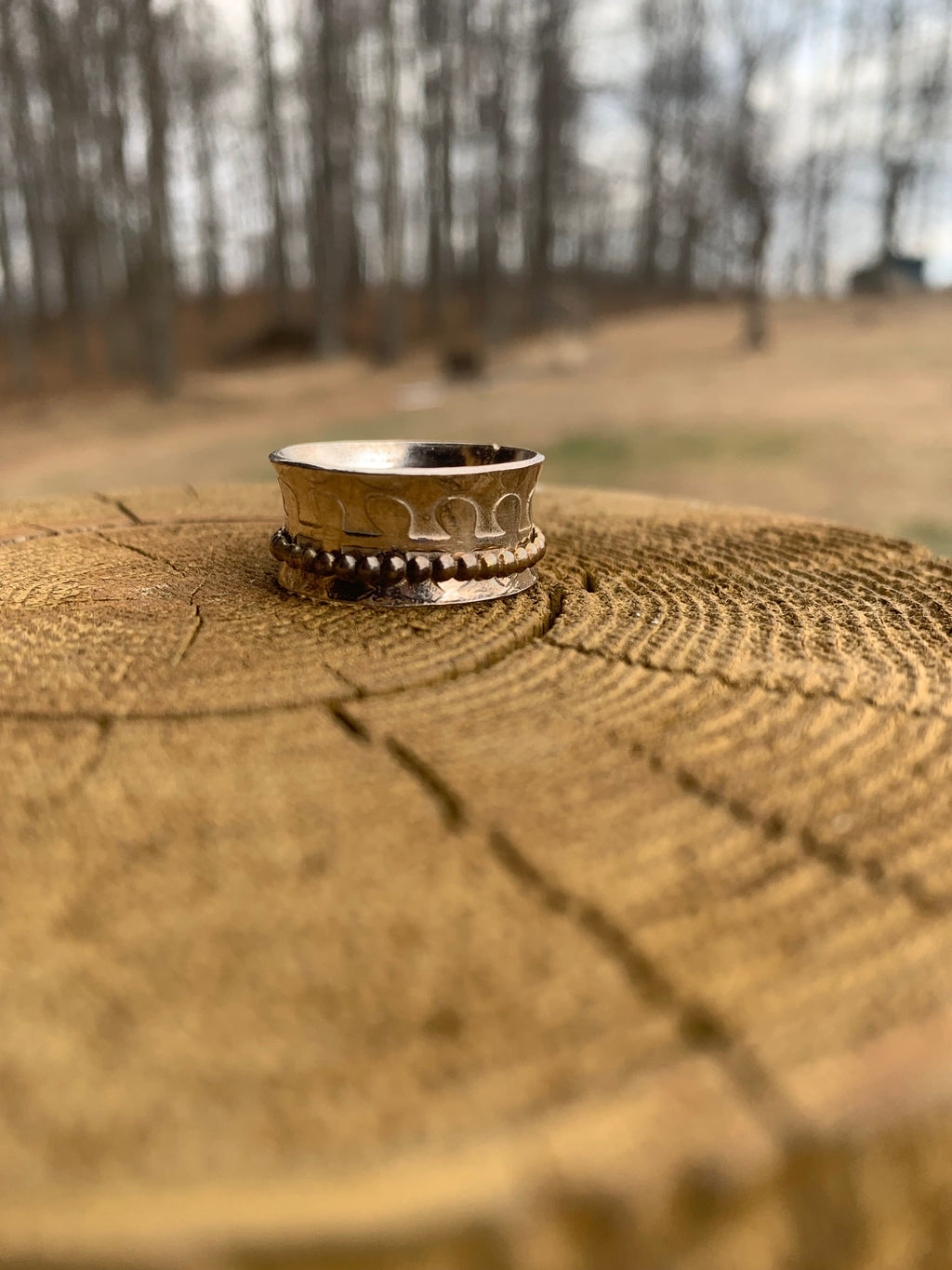 “Calm Within” — Handcrafted Silver Spinner Ring , Size 8 1/2