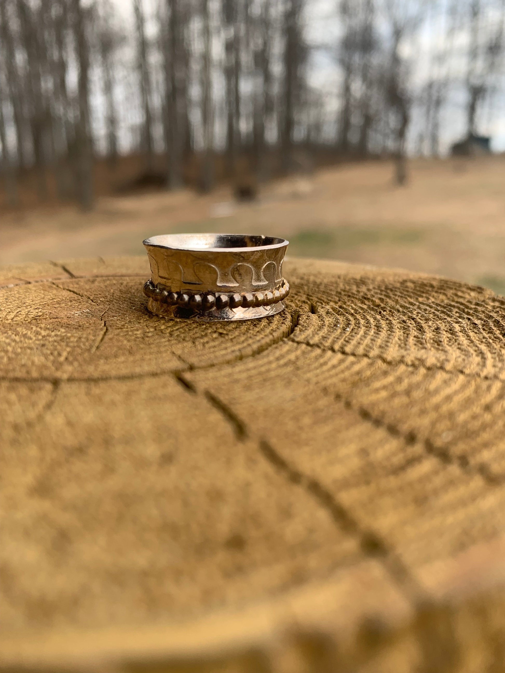 “Calm Within” — Handcrafted Silver Spinner Ring , Size 8 1/2