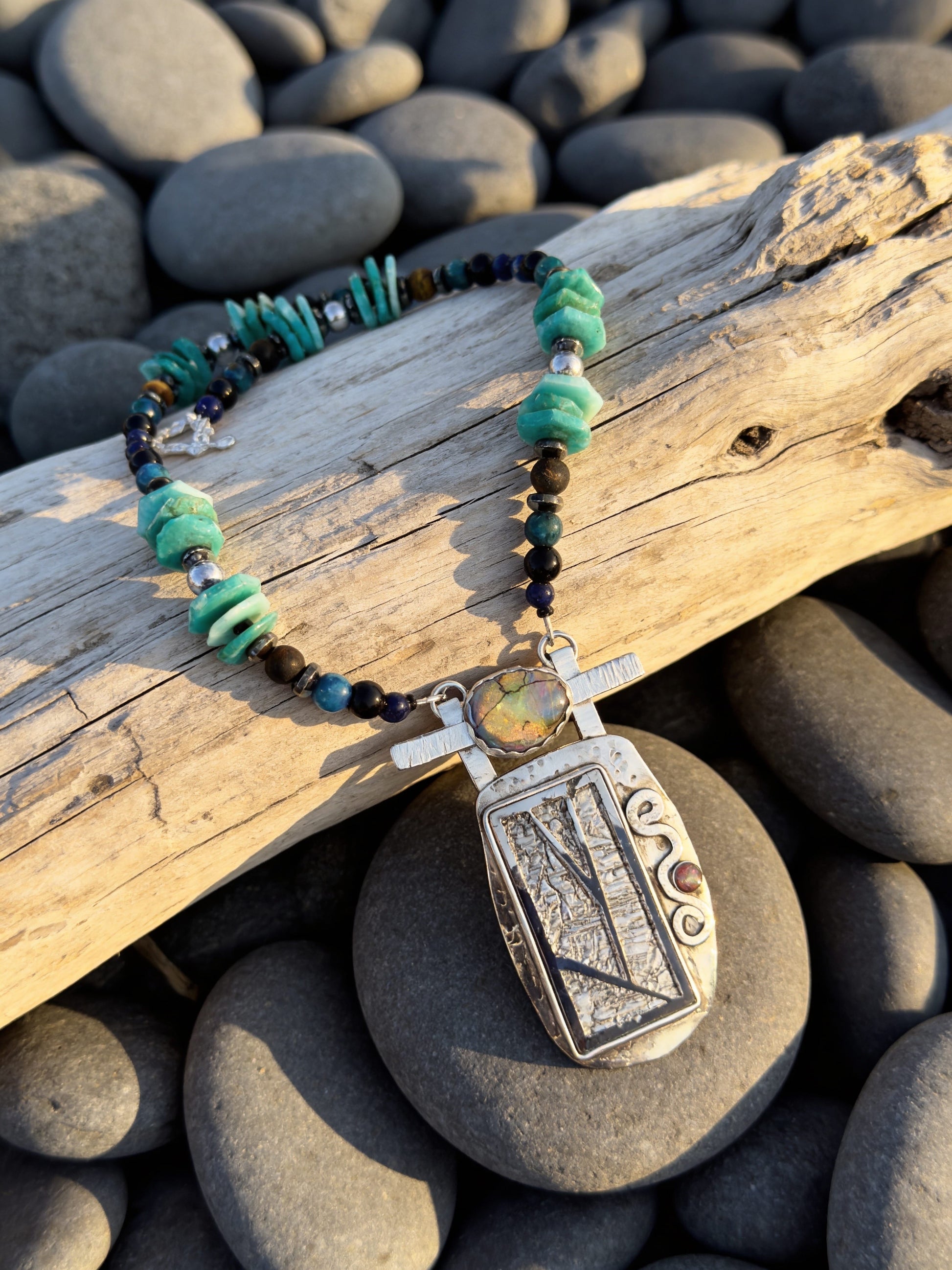 Stardust Relic One-of-a-Kind Meteorite and Opal Necklace