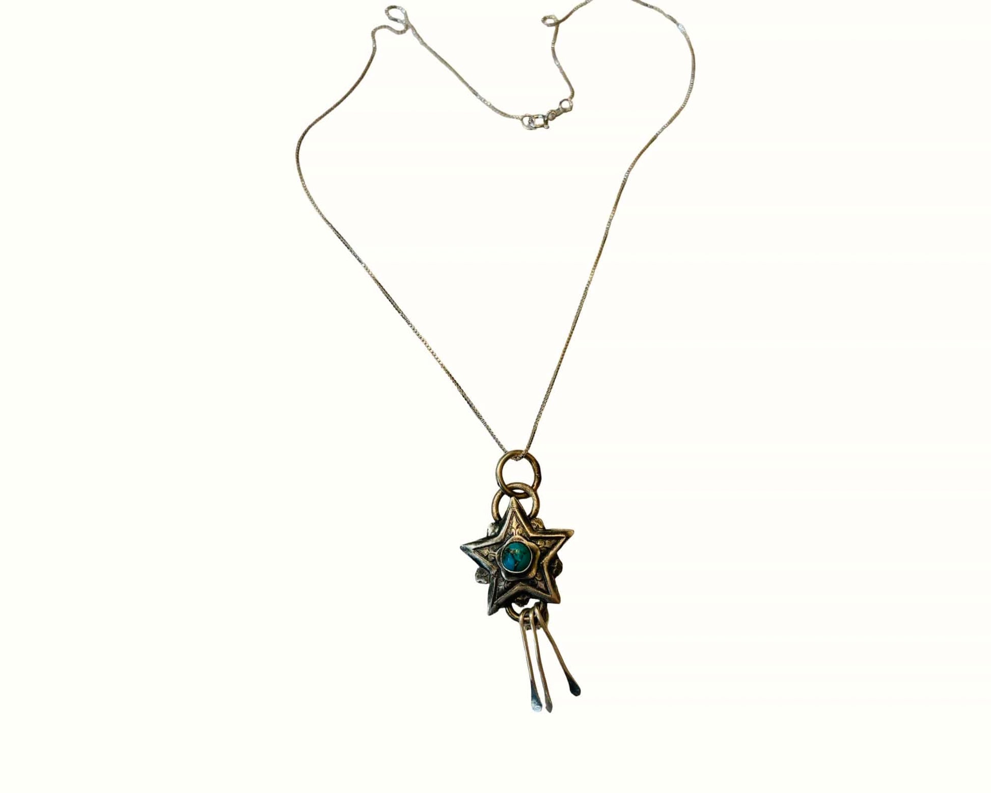 'Starlight' Copper/Oyster/Turquoise Silver Pendant