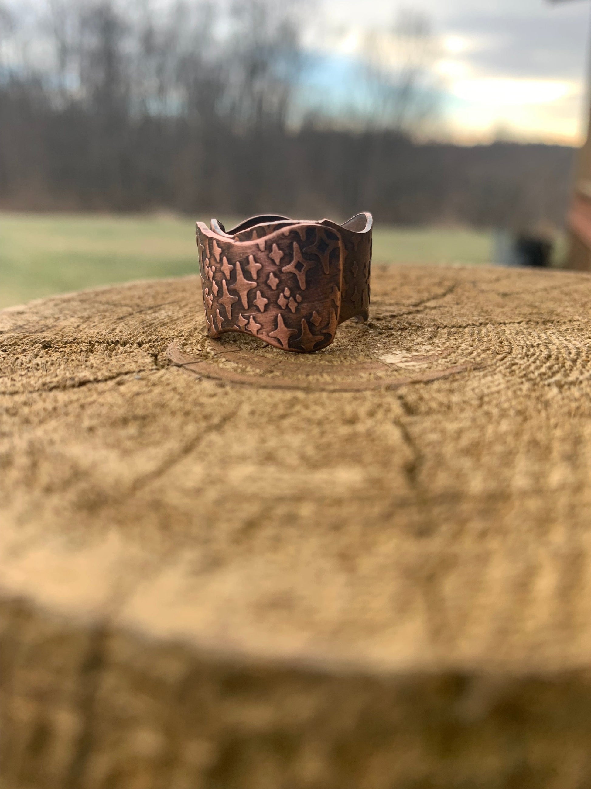 Celestial Current” — Copper & Brass Star Ring (Size 10)