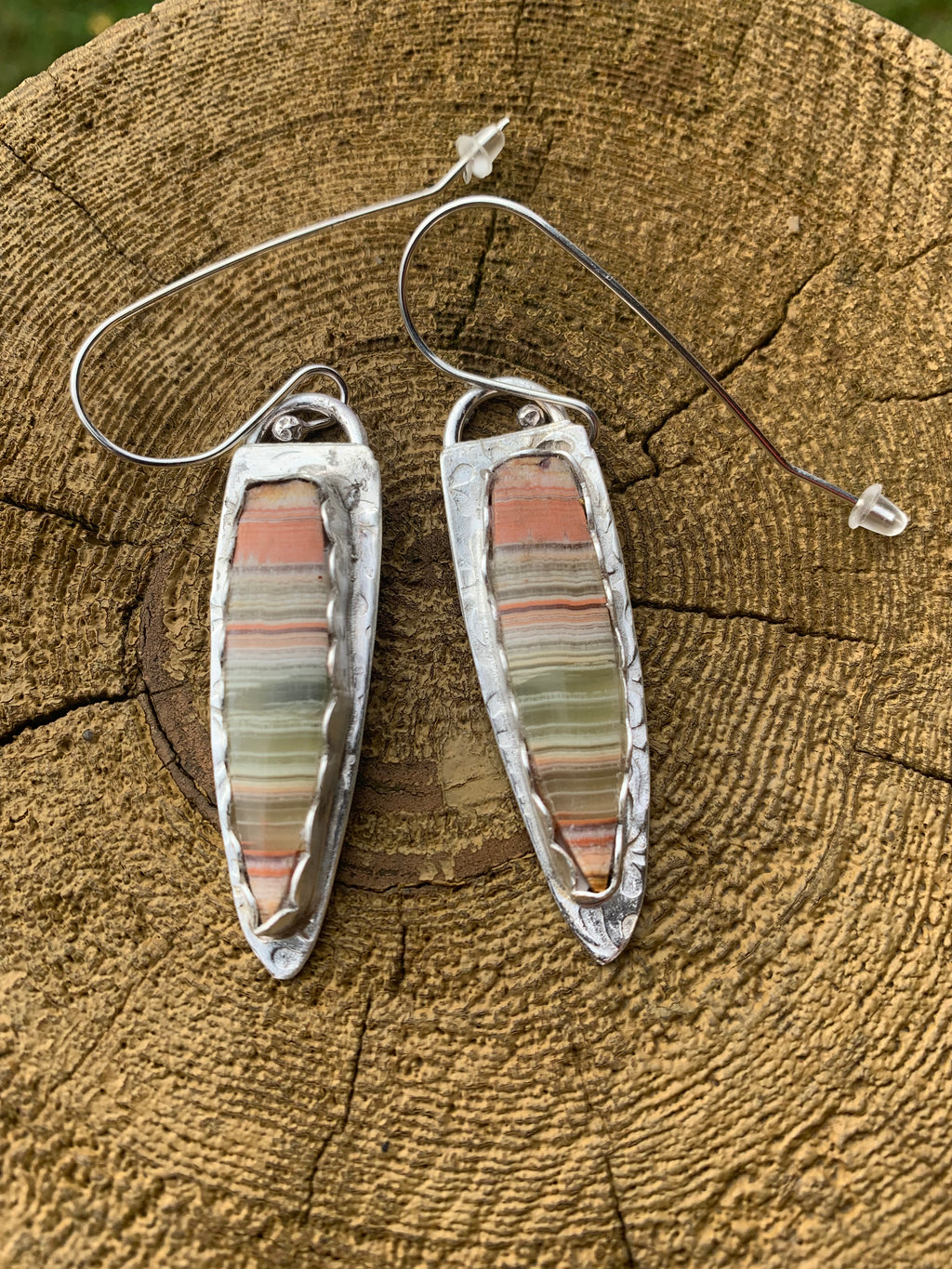 Striped Green Onyx Earrings