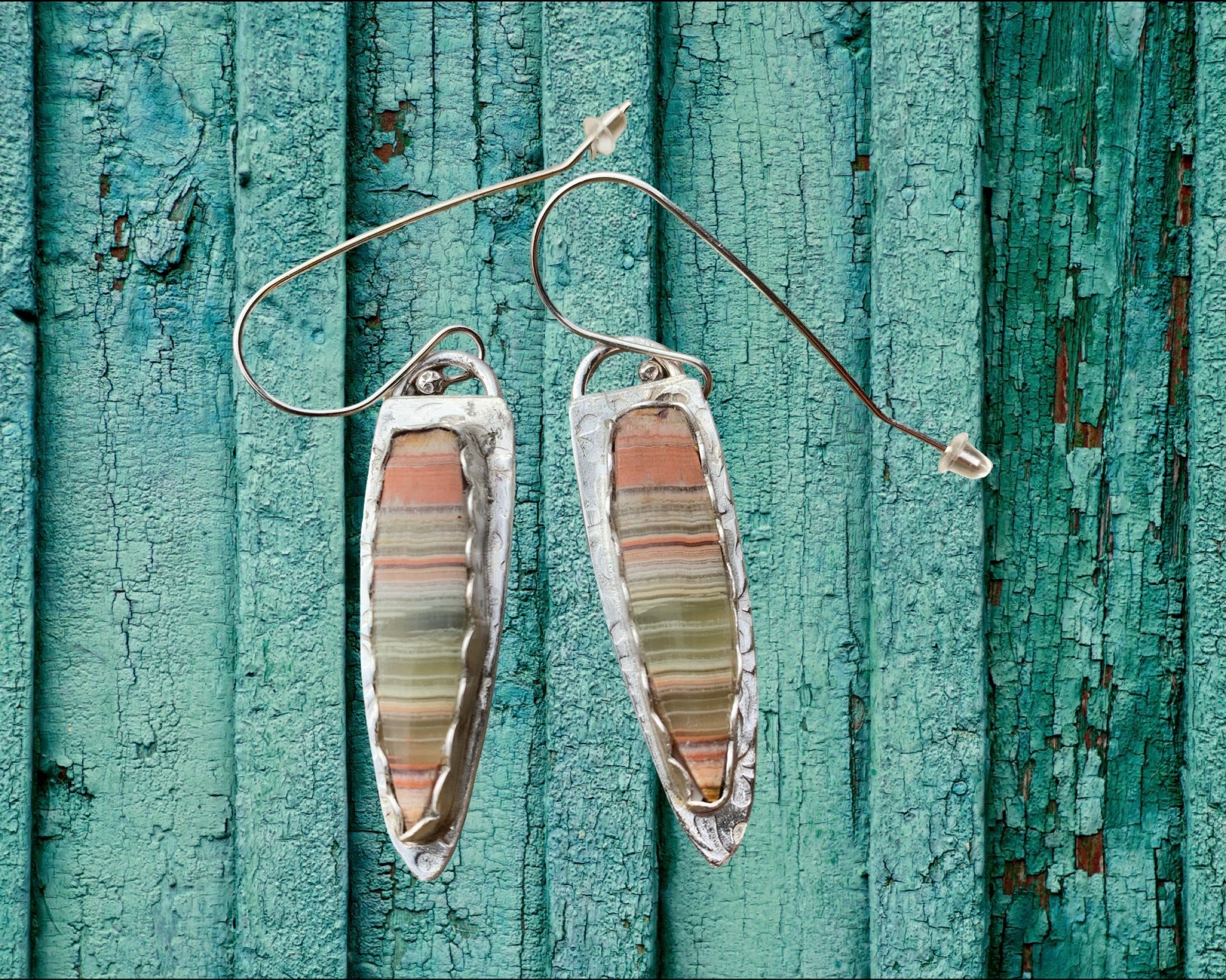 Striped Green Onyx Earrings