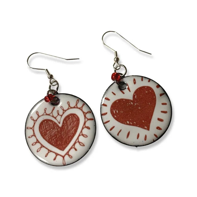 'Strong Hearts' Enamel Earrings