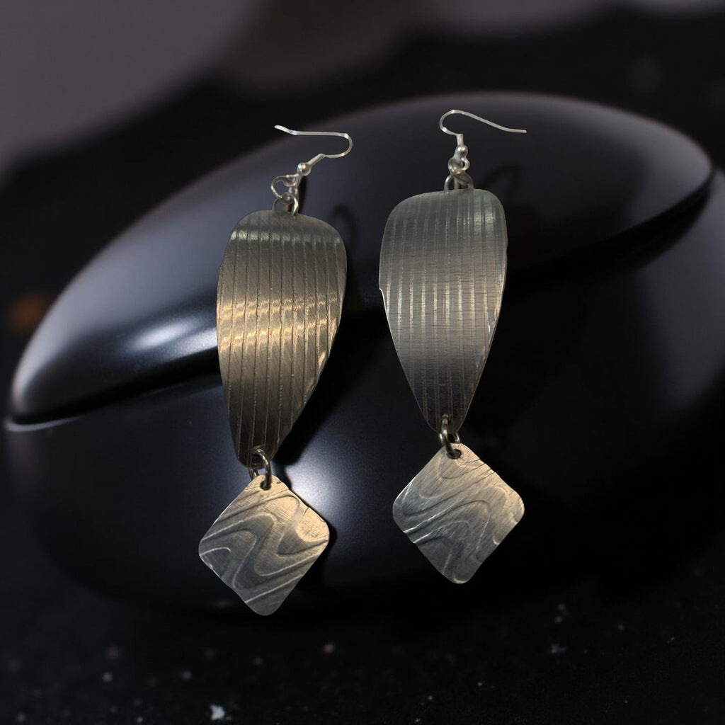 Falling Light – Teardrop Aluminum Statement Earrings
