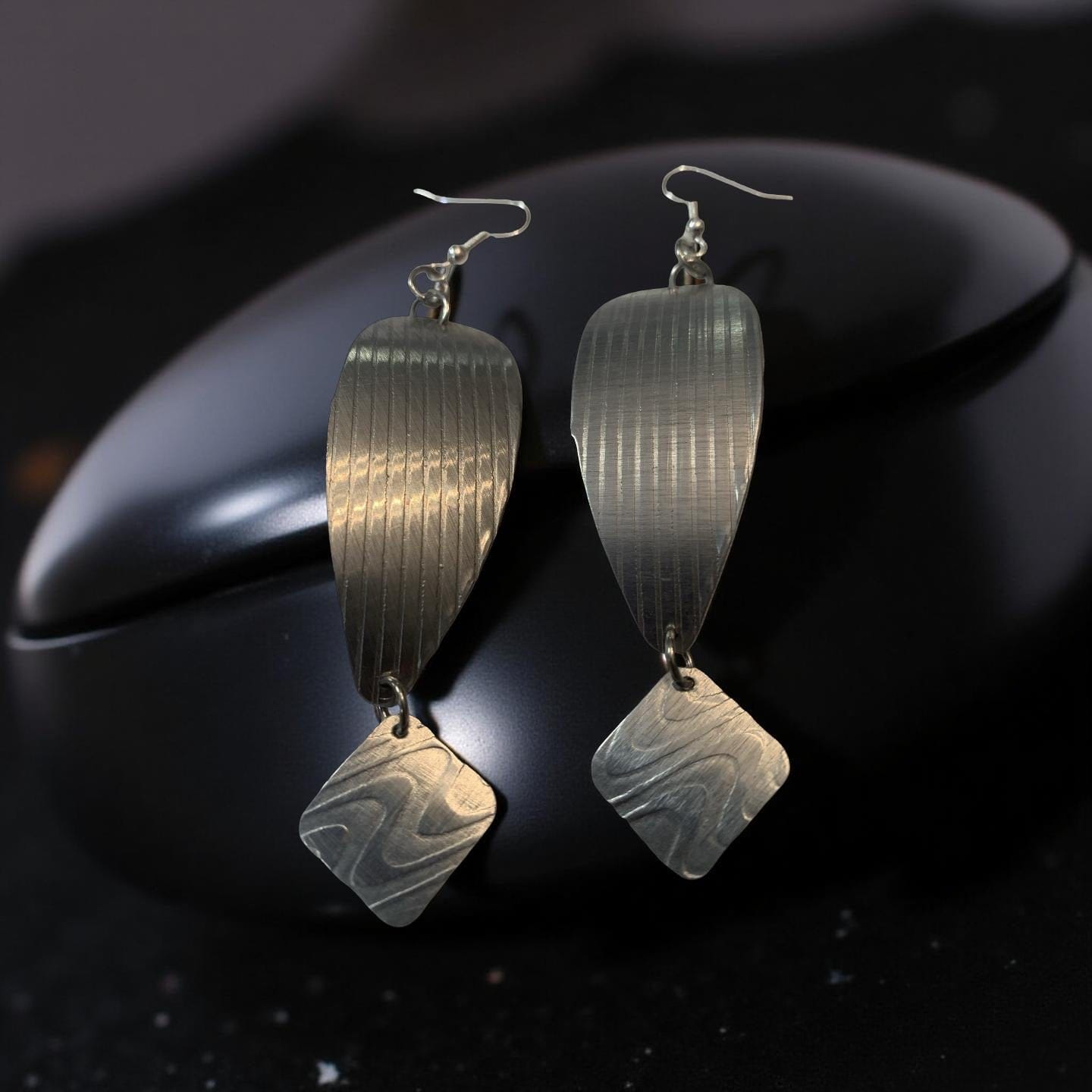 Falling Light – Teardrop Aluminum Statement Earrings