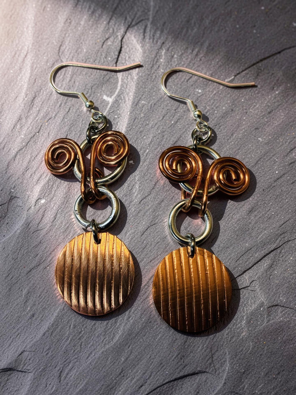 Paths of Energy — Copper Spiral Earrings
