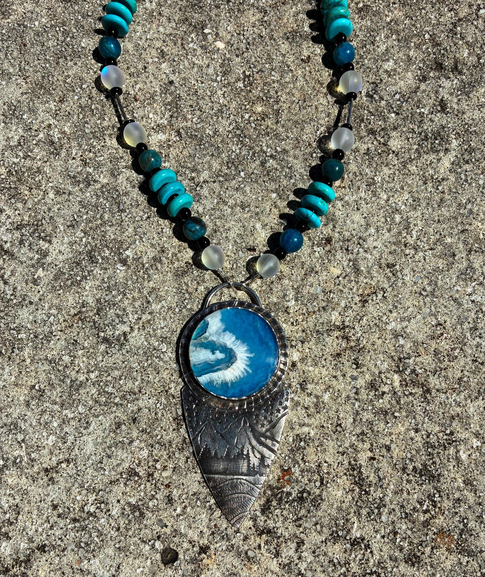 'Under the Watchful Moon' Silver Art Jewelry Pendant