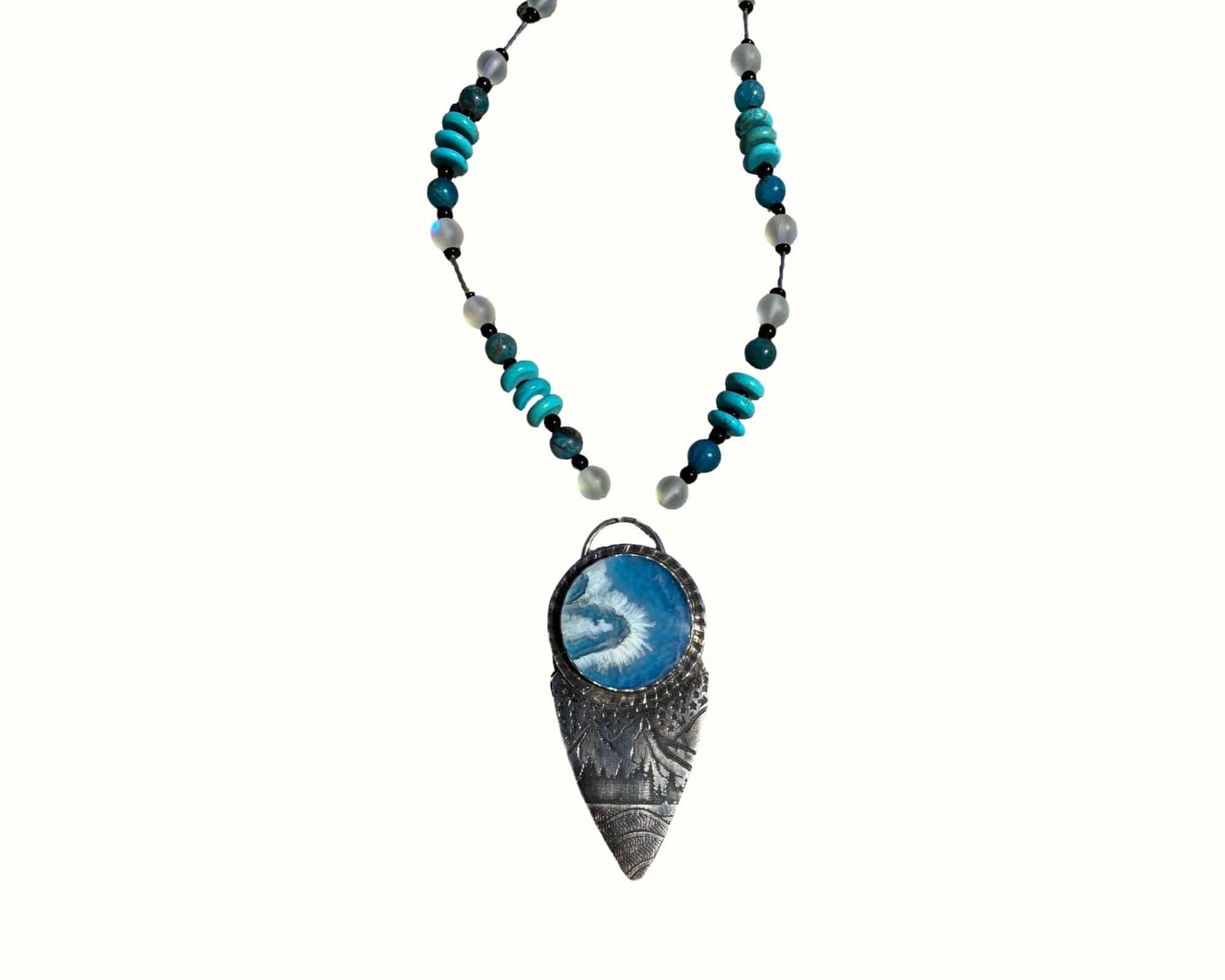 'Under the Watchful Moon' Silver Art Jewelry Pendant