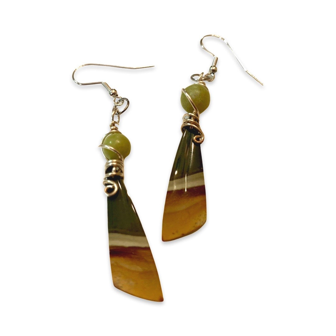 W-  'Walk With Me on the Beach' Polychrome Jasper Silver Earrings