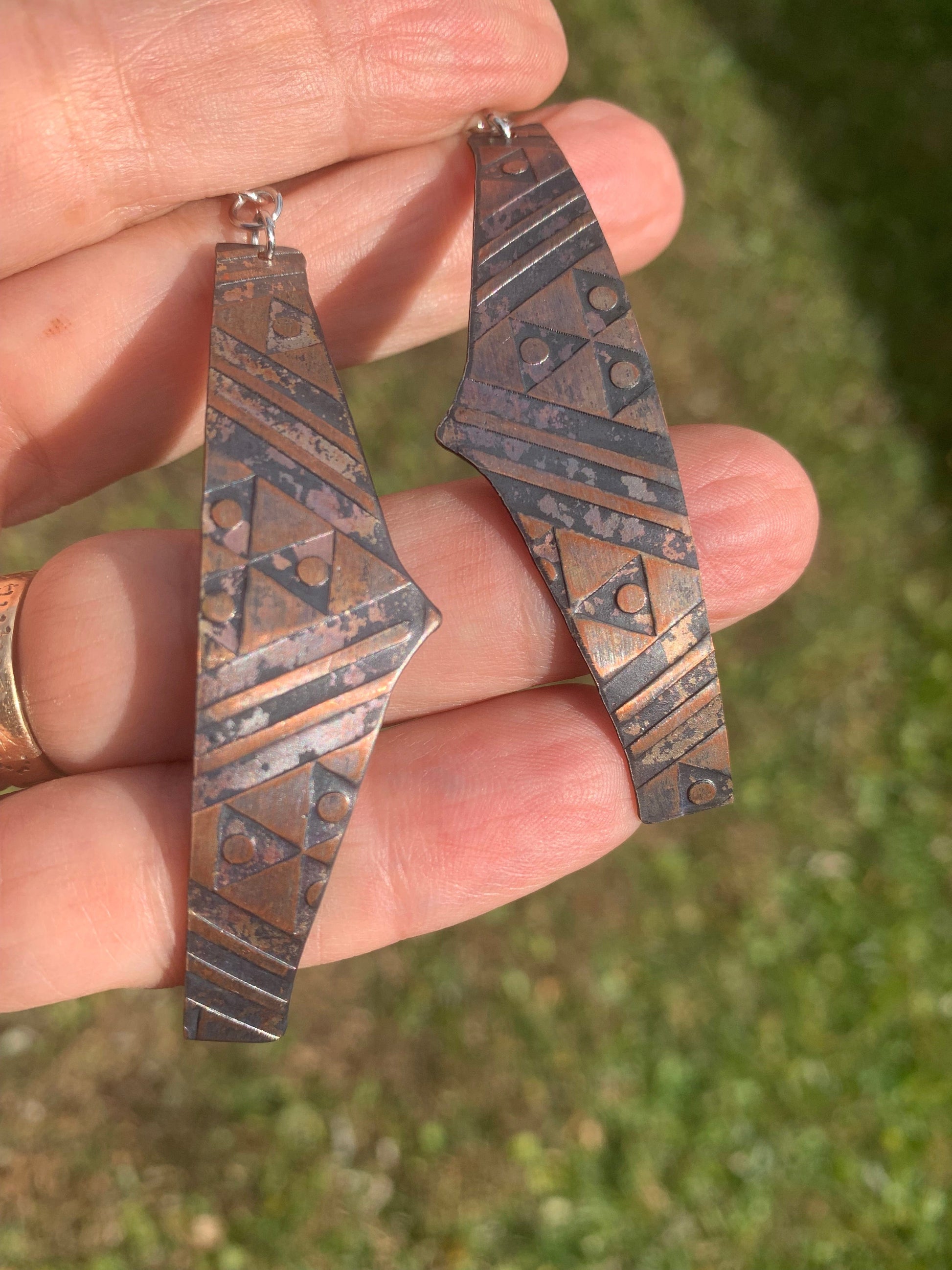 Western Designed Copper Earrings by Christine Keller