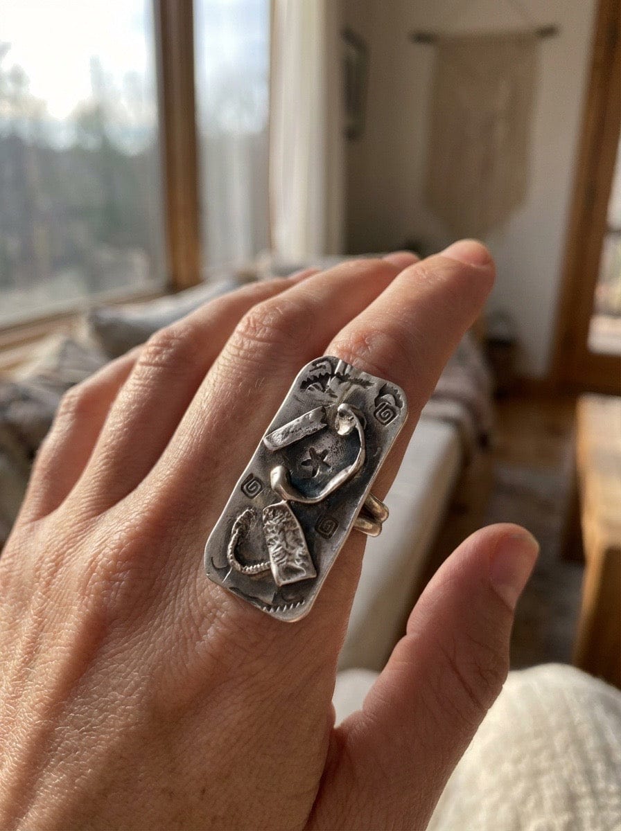“The Alchemist” — One-of-a-Kind Silver Statement Ring size 7