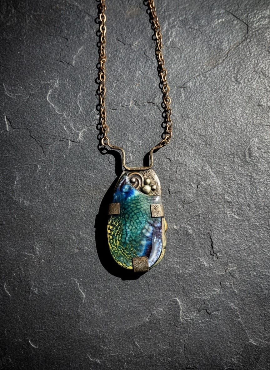 'Currents of Light' Enamel Statement Pendant