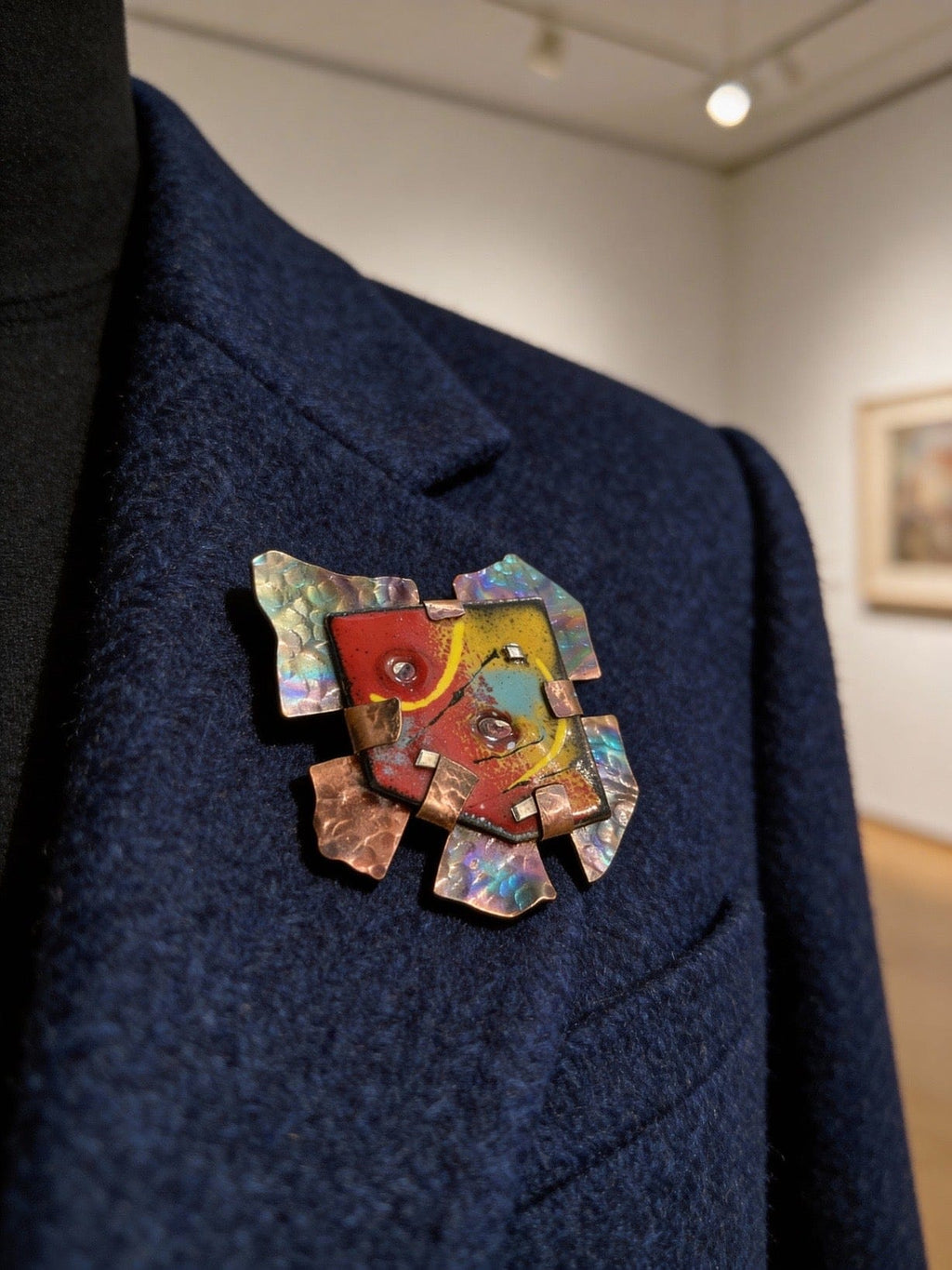 Energy in Motion — Enamel on Copper Brooch