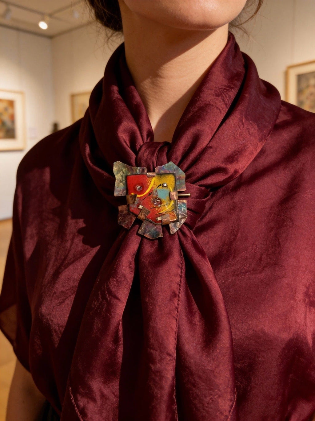 Energy in Motion — Enamel on Copper Brooch