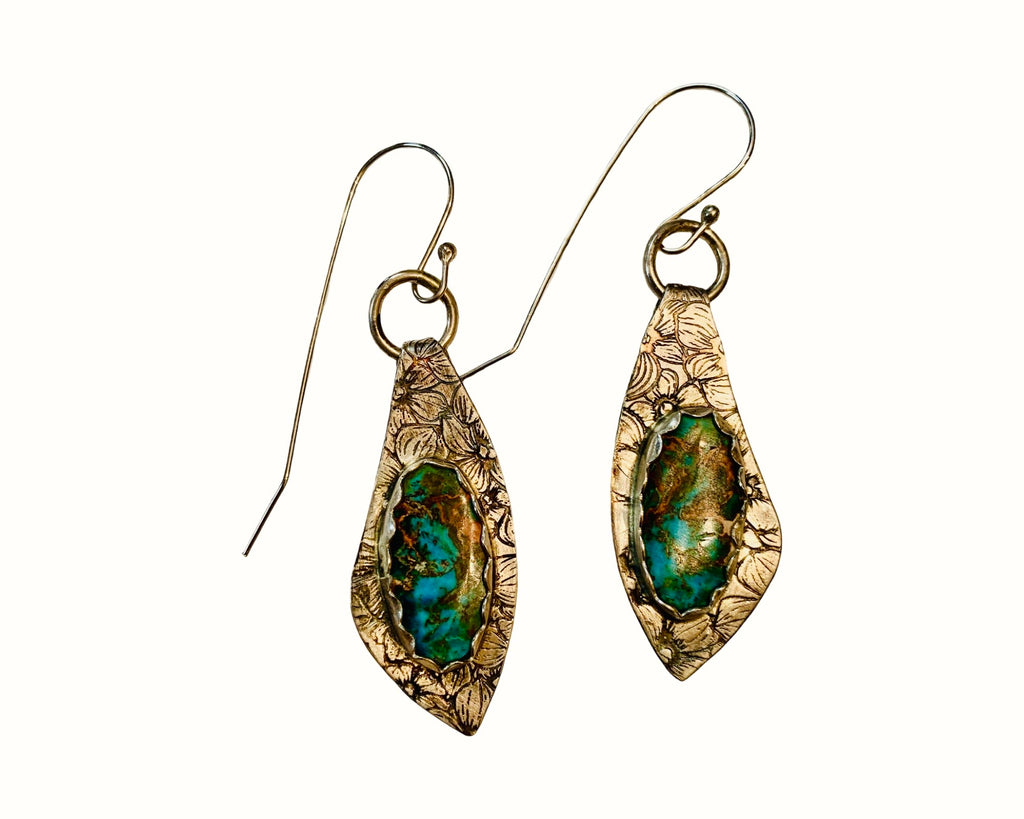 Pair of earrings in silver with sea sediment Jasper  stones 