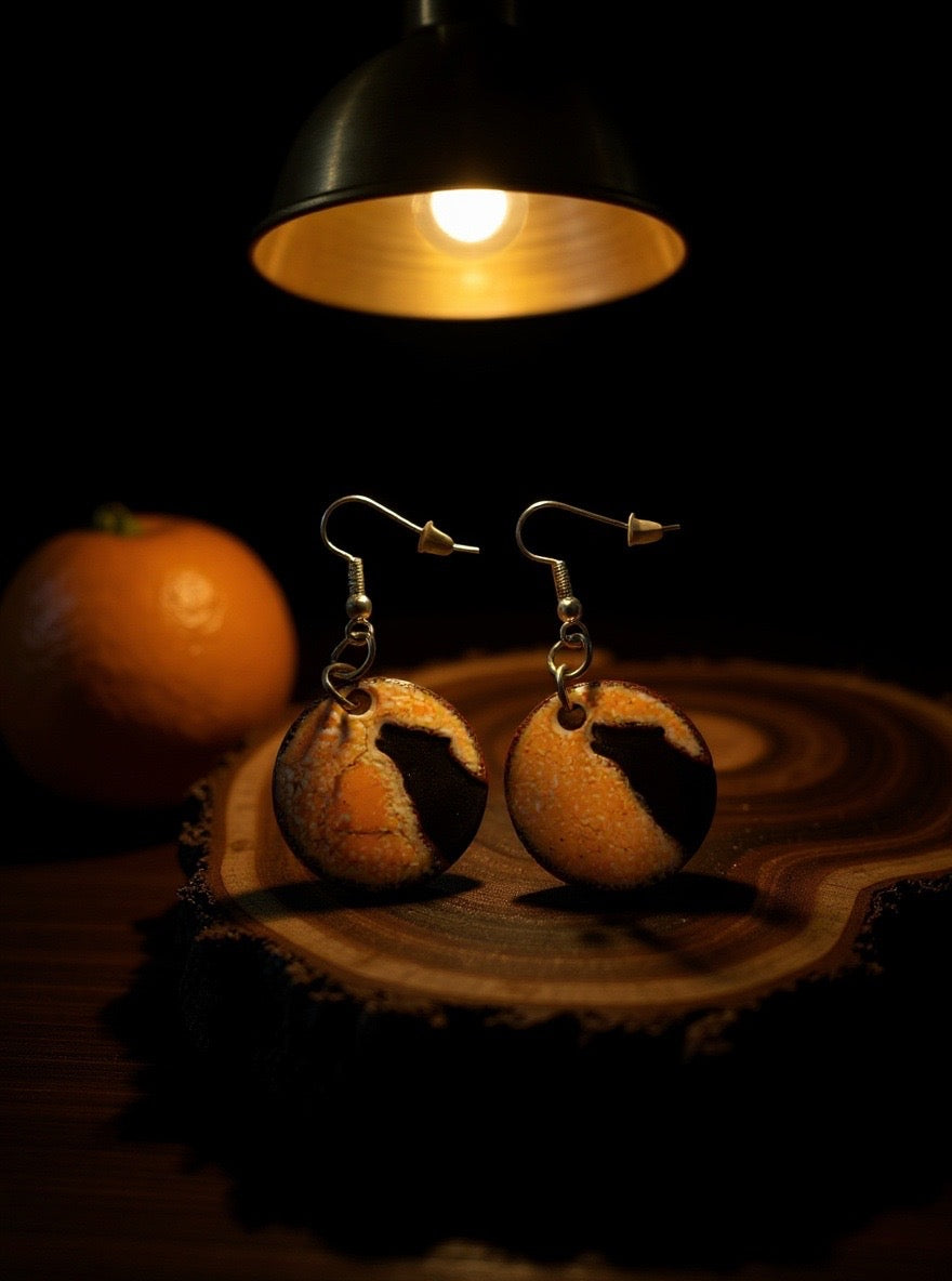 'Howling Wolves' Enamel Earrings