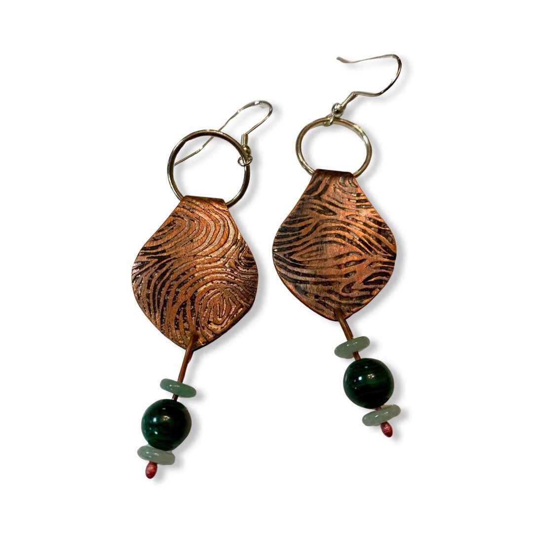 Copper Jade Drop Earrings