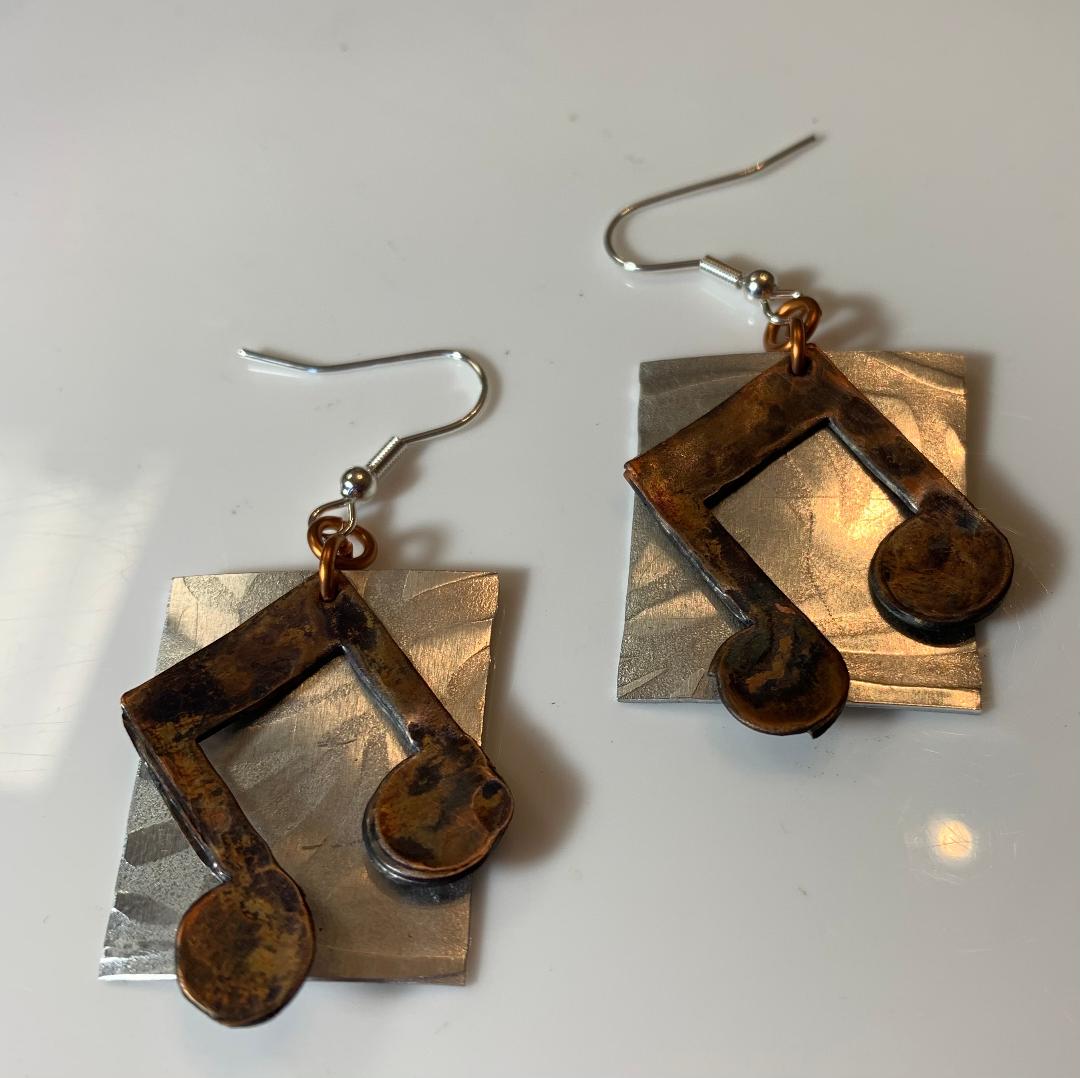 Let There Be More Music Copper Earrings