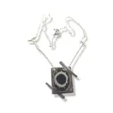 Septarian stone necklace with silver accents