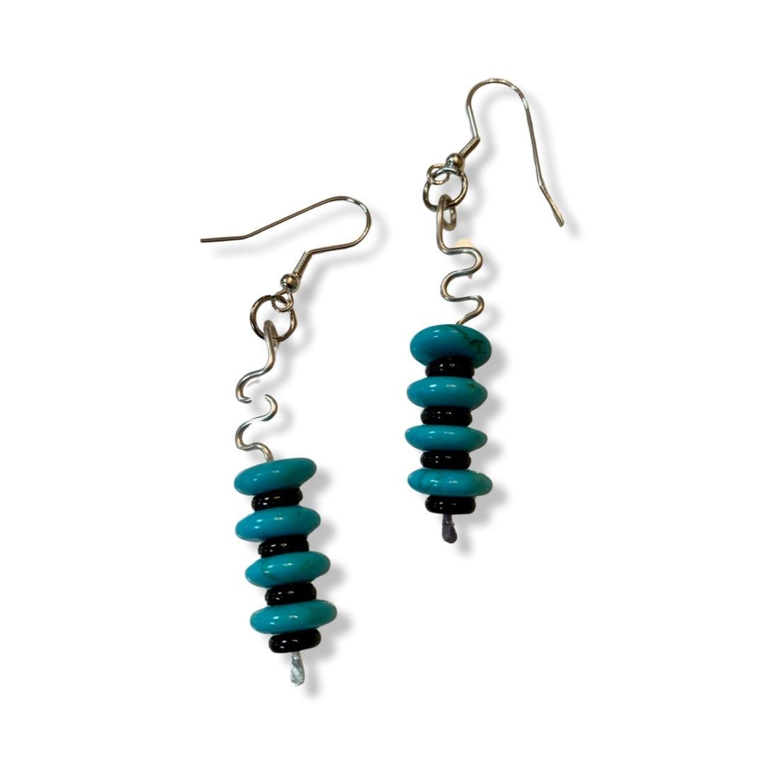 W-  Stacks of Turquoise in Sterling Silver Earrings