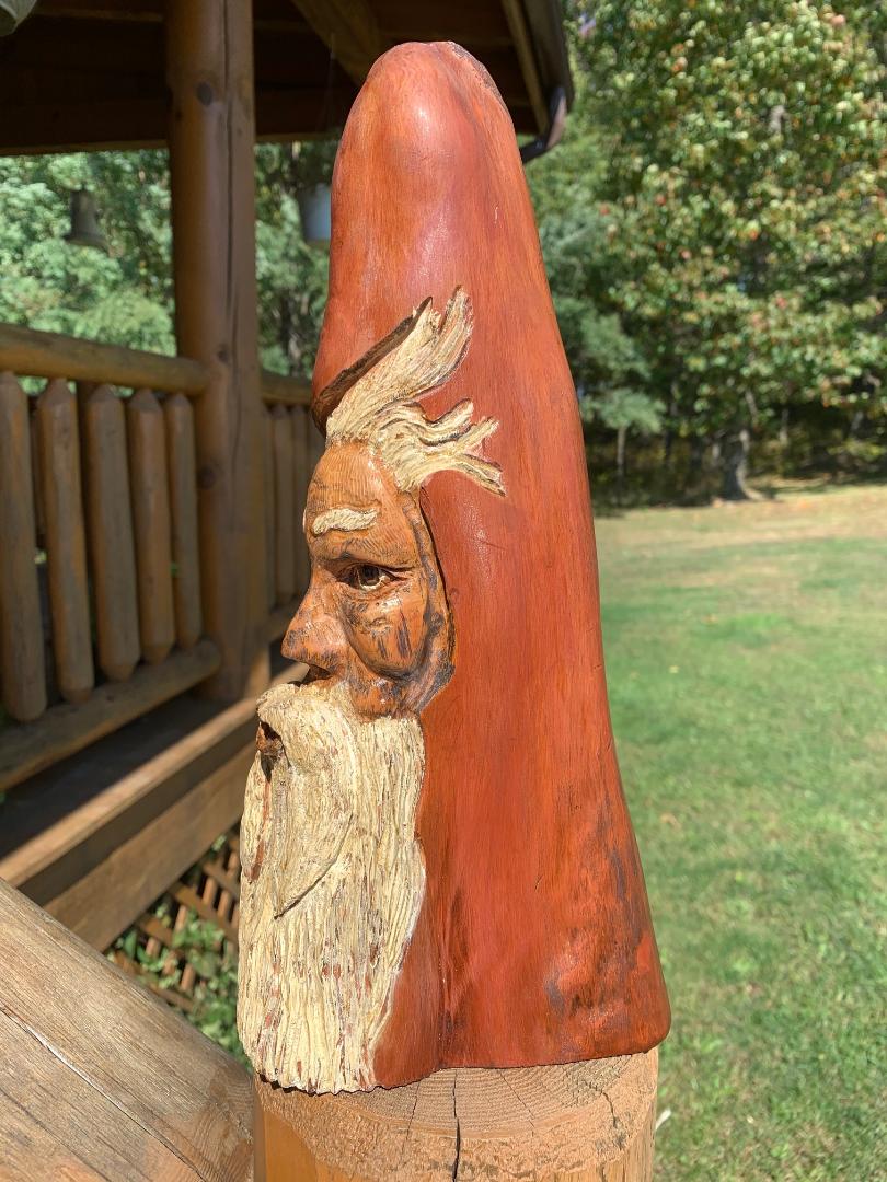 Wood Carved Old Man Named Harry in Cypress Wood